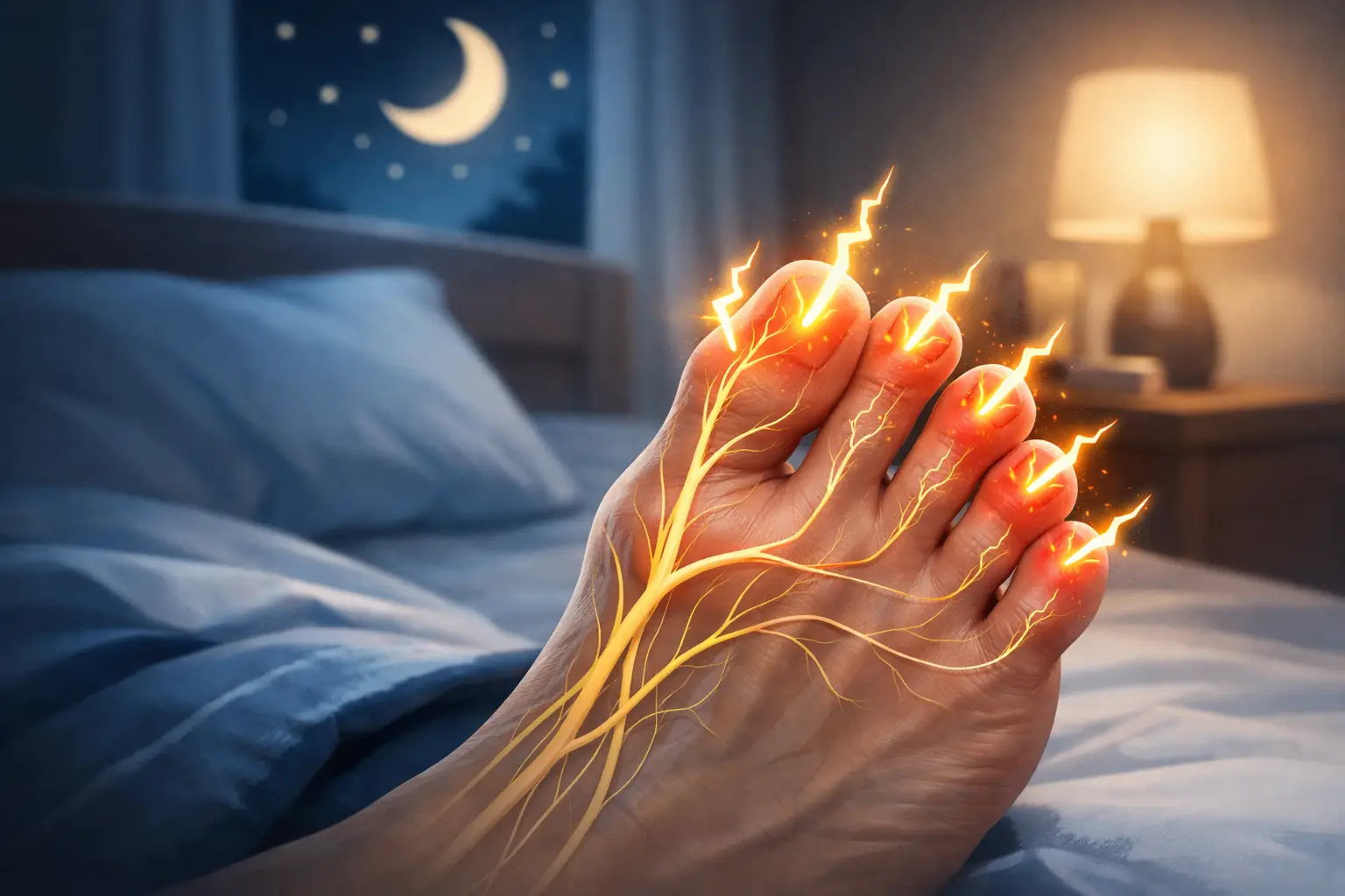 Electric Shock Feeling in Toes at Night
